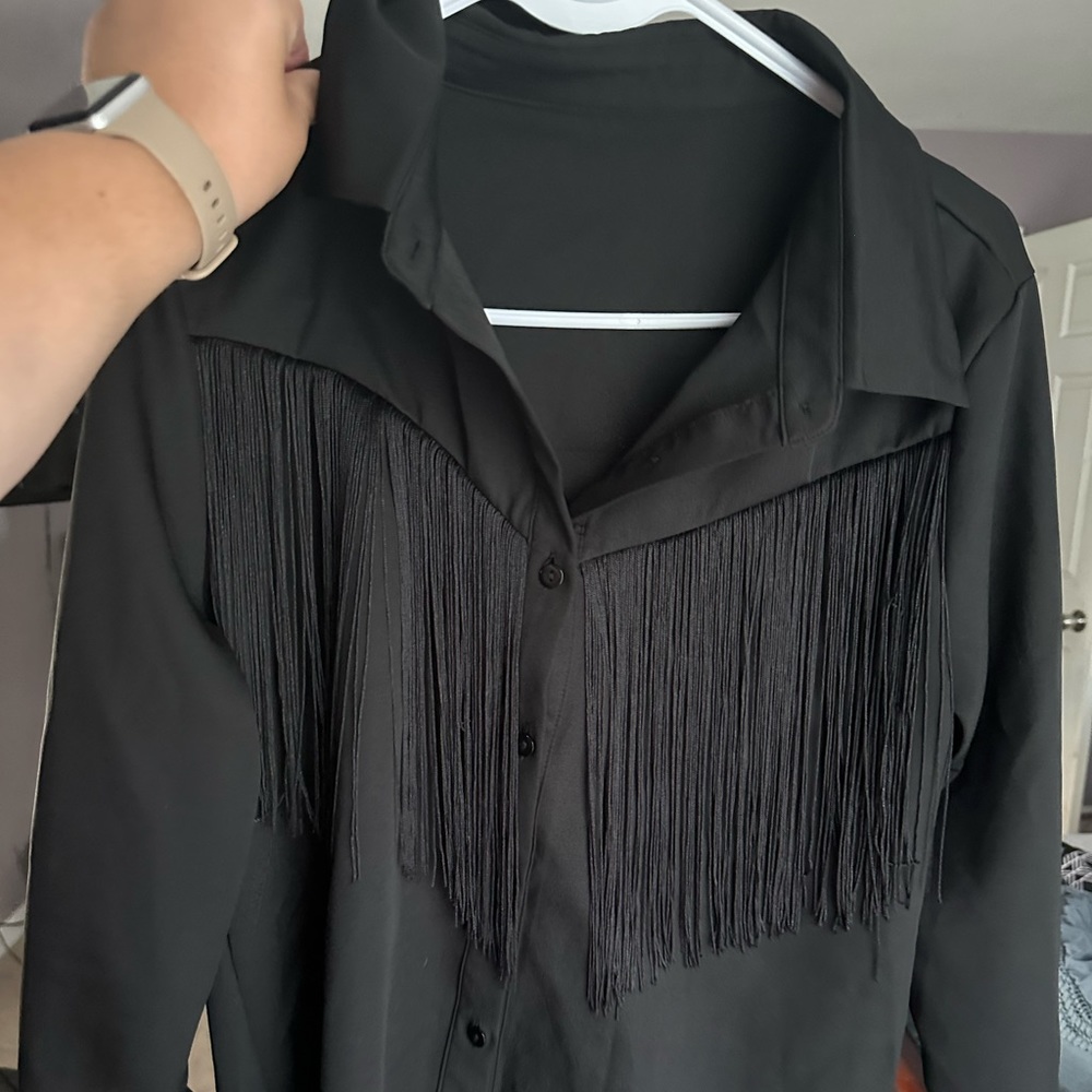 SHEIN Fringe Button Up